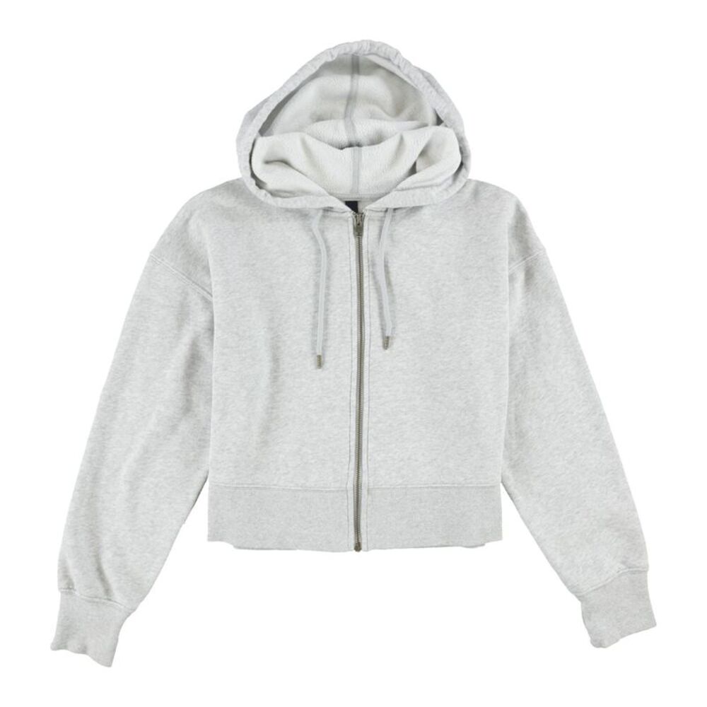Tags Weekly Womens Cropped Hoodie Sweatshirt, Grey, S, DM